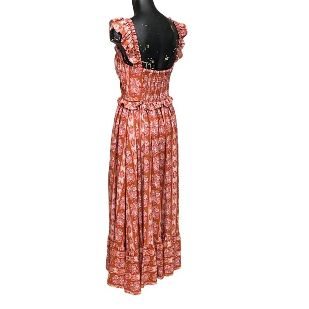 NEW House of Harlow Helena Maxi Dress in Terracotta Pink Floral Size Small - Picture 6 of 9